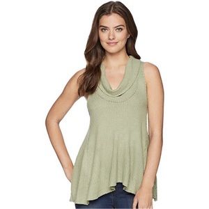 We The Free People Tank Sweater Swing It Cowl Neck Green Women’s Size Small